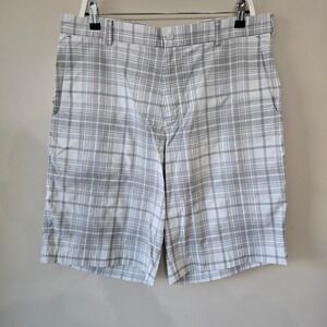 Nike Golf Tour Performance Dri-FIT Plaid Shorts Mens 36 Gray White Checkered